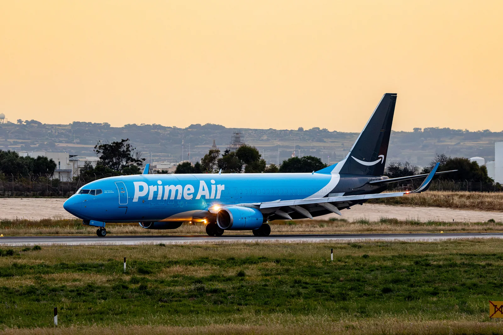 Cargo aircraft operating on an airport runway
